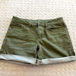 Prana green denim shorts